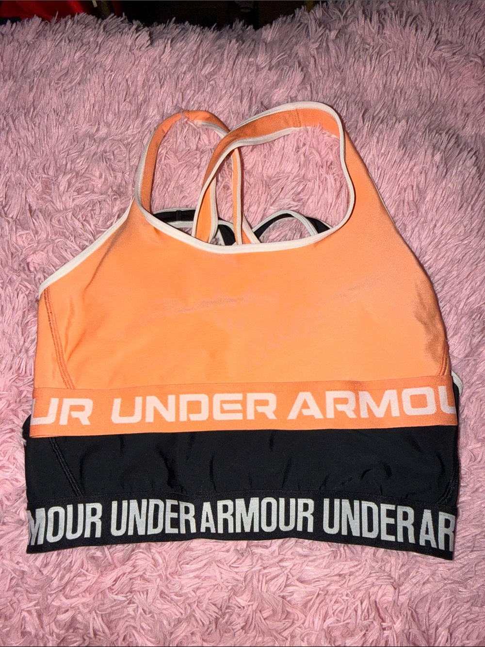 Under Armour Peach and Black Racerback Sports Bra